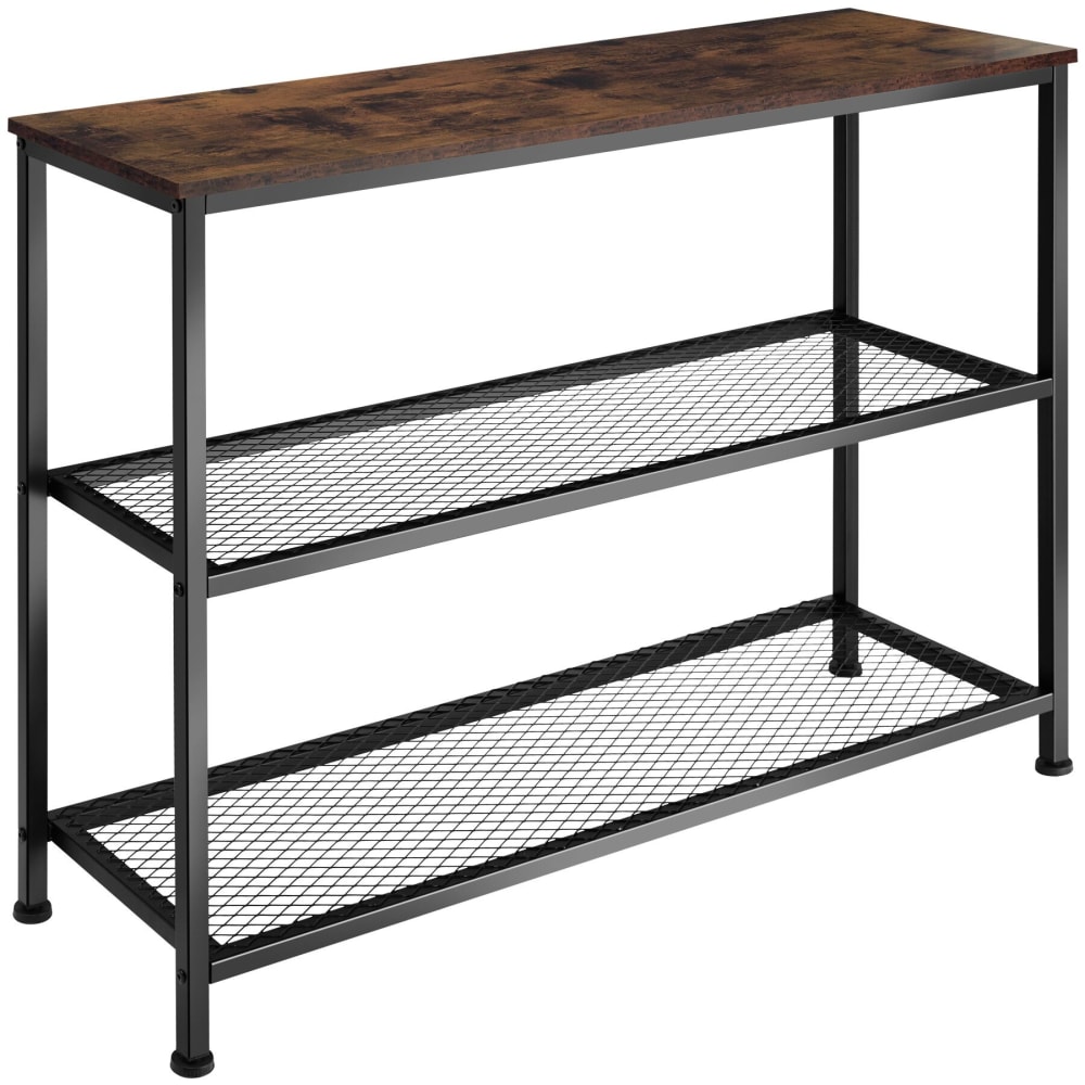 Console style industriel 100x30x81 cm en panneau de fibres bois foncé