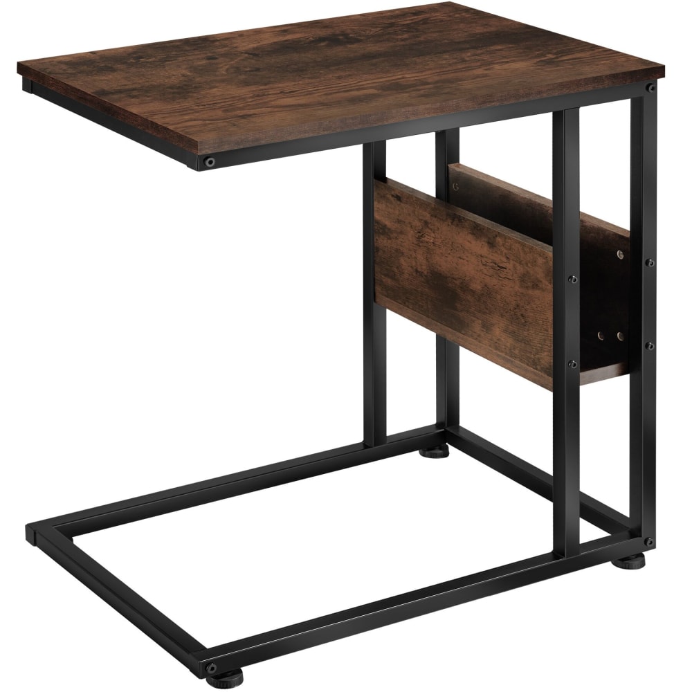 Tavolino stile industriale 55 x 36,5 x 60 cm legno scuro -