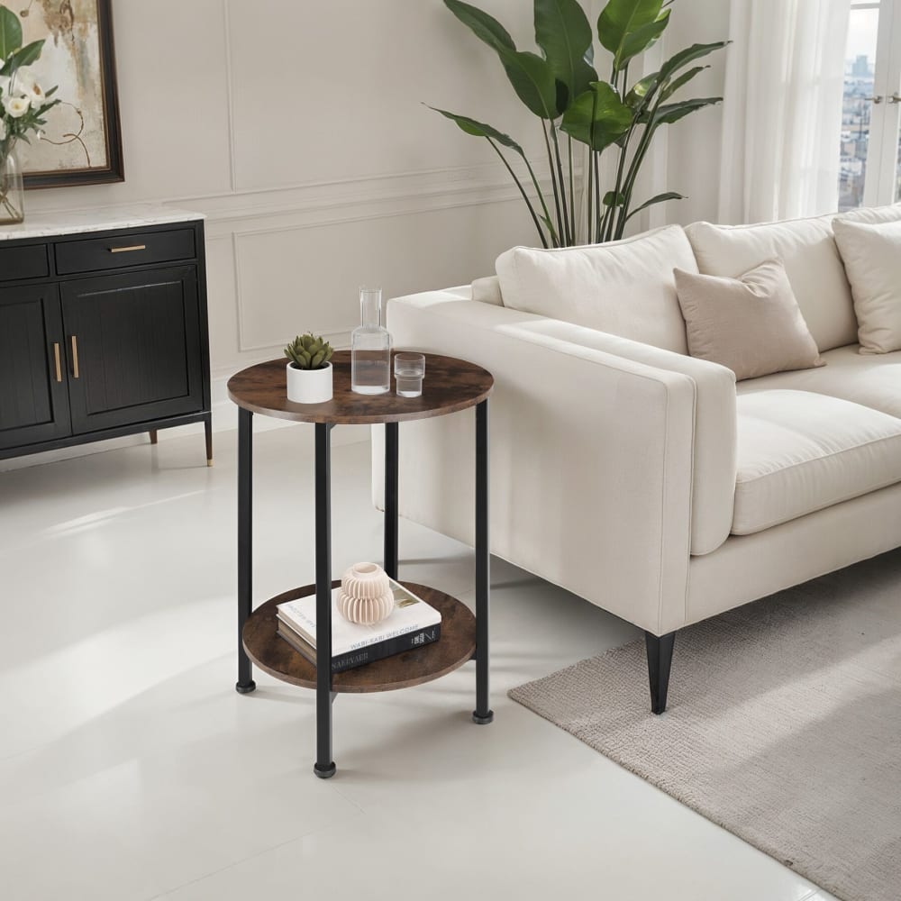 Tavolino stile industriale 45 x 64 cm legno scuro - Modello Industriale - LEGNO