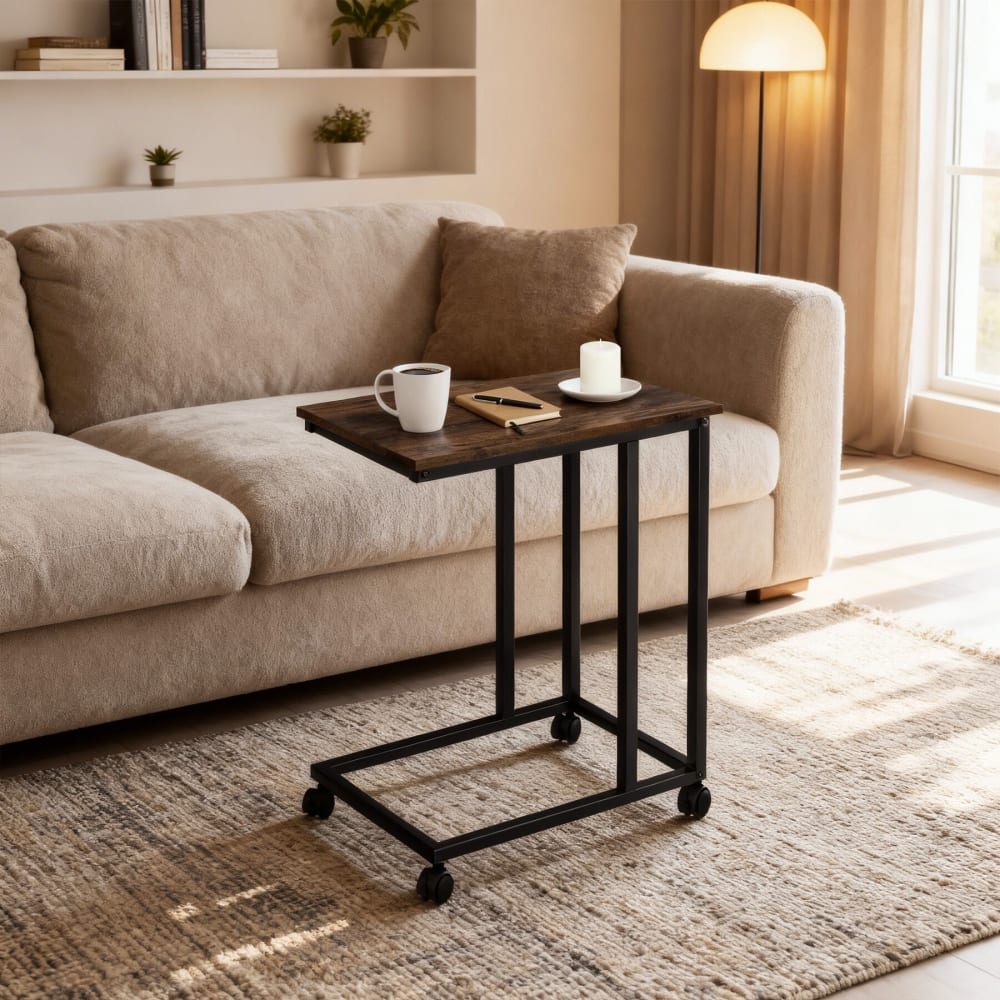 Tavolino stile industriale 48 x 35 x 70 cm legno scuro - Modello Industriale - LEGNO