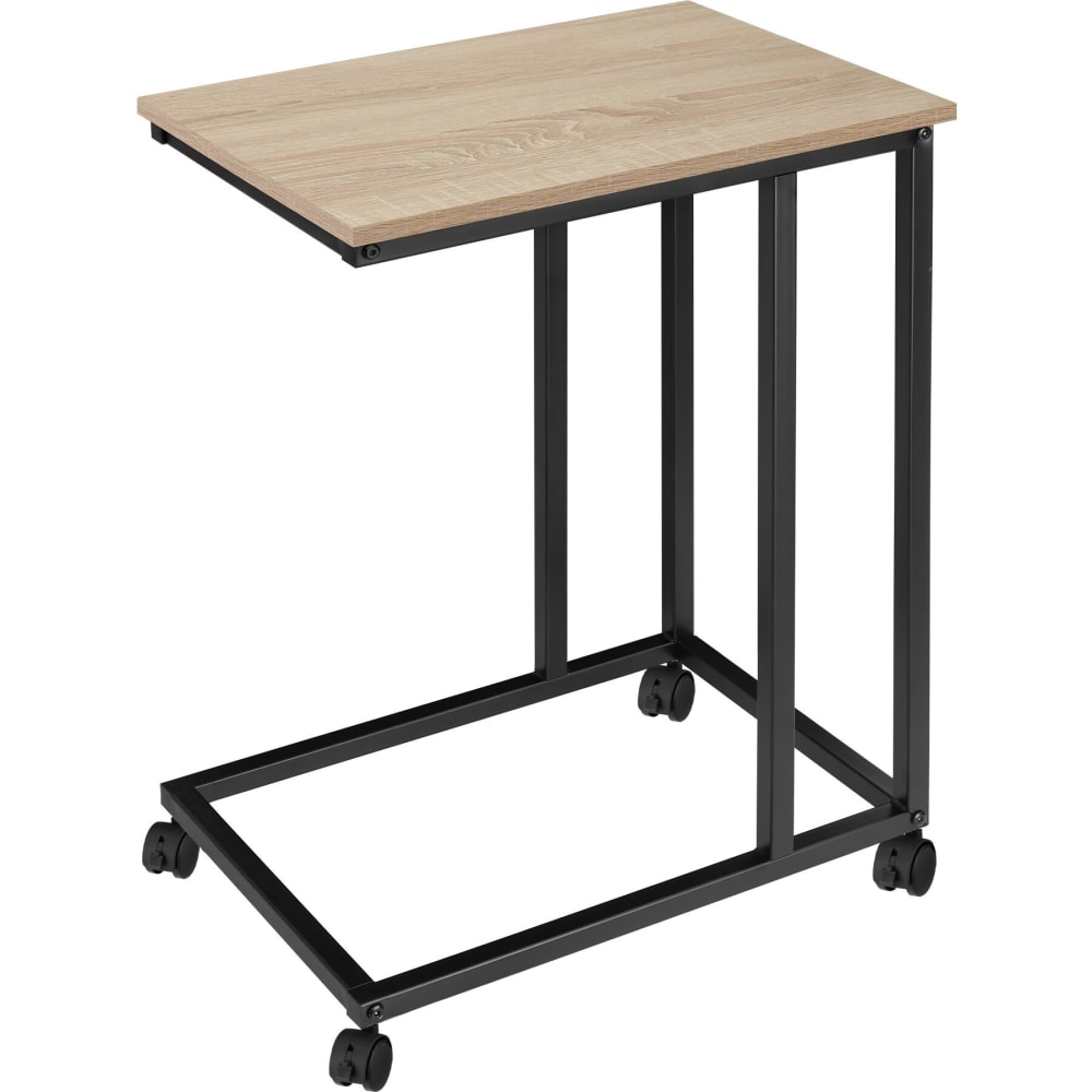 Mesa auxiliar, forma de C, industrial, 48 x 35 x 70 cm, madera clara