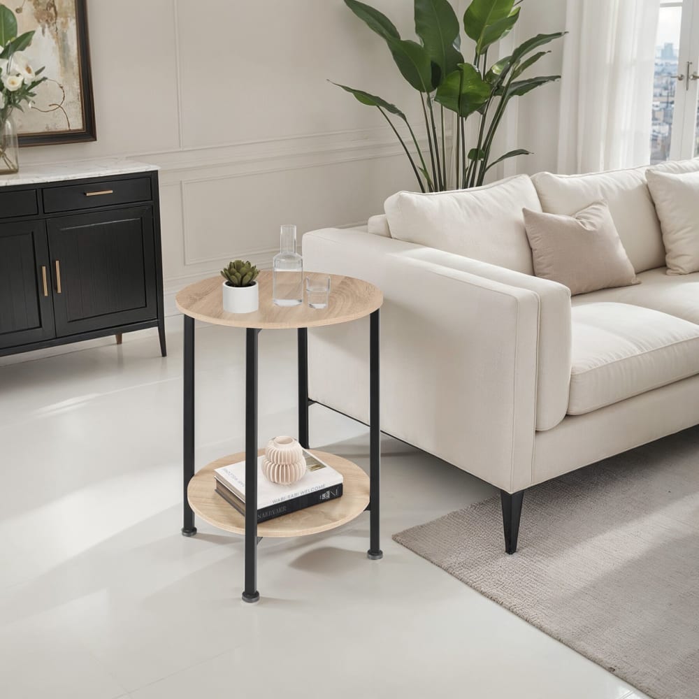 Tavolino stile industriale 45 x 64 cm legno chiaro - Modello Industriale - LEGNO