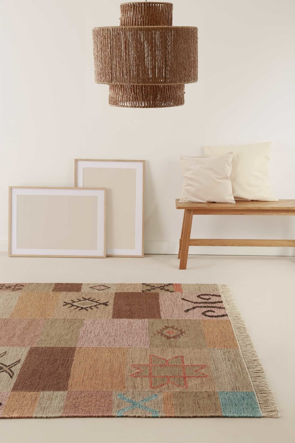 Tapis ethnique tissé main laine et coton tons de brun 200x290 - Maisons du Monde