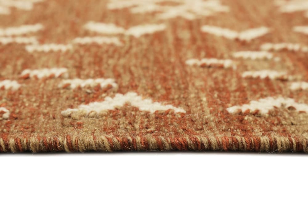 Tapis ethnique tissé main laine et coton brique beige 130x190 — vue 4