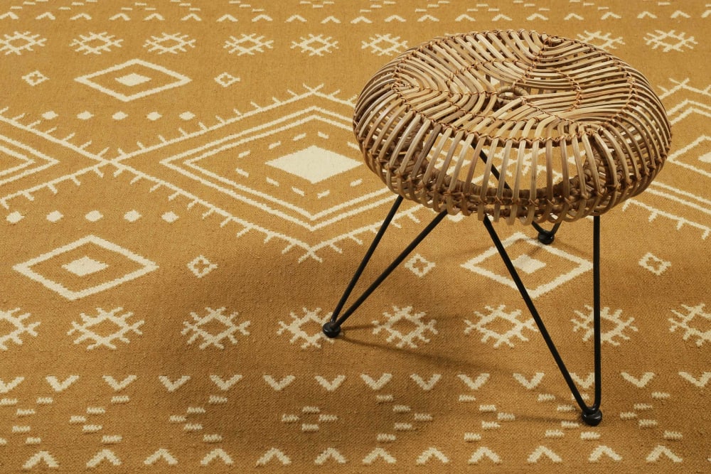 Gewebter Kelim Teppich senfgelb, orientalisch, Wohnzimmer 160x230