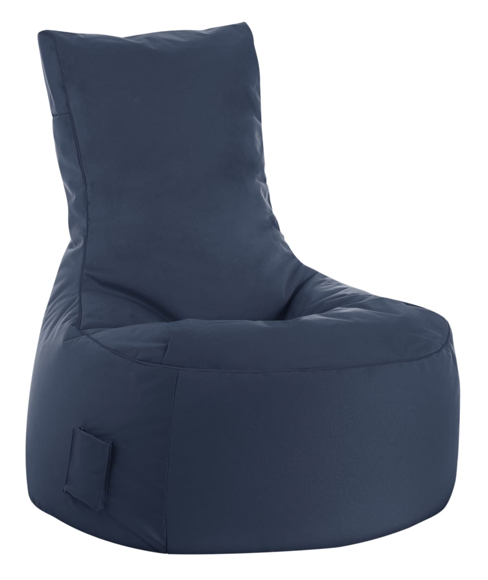 Pouf d'extérieur bleu jean avec dossier 95x65x90 cm