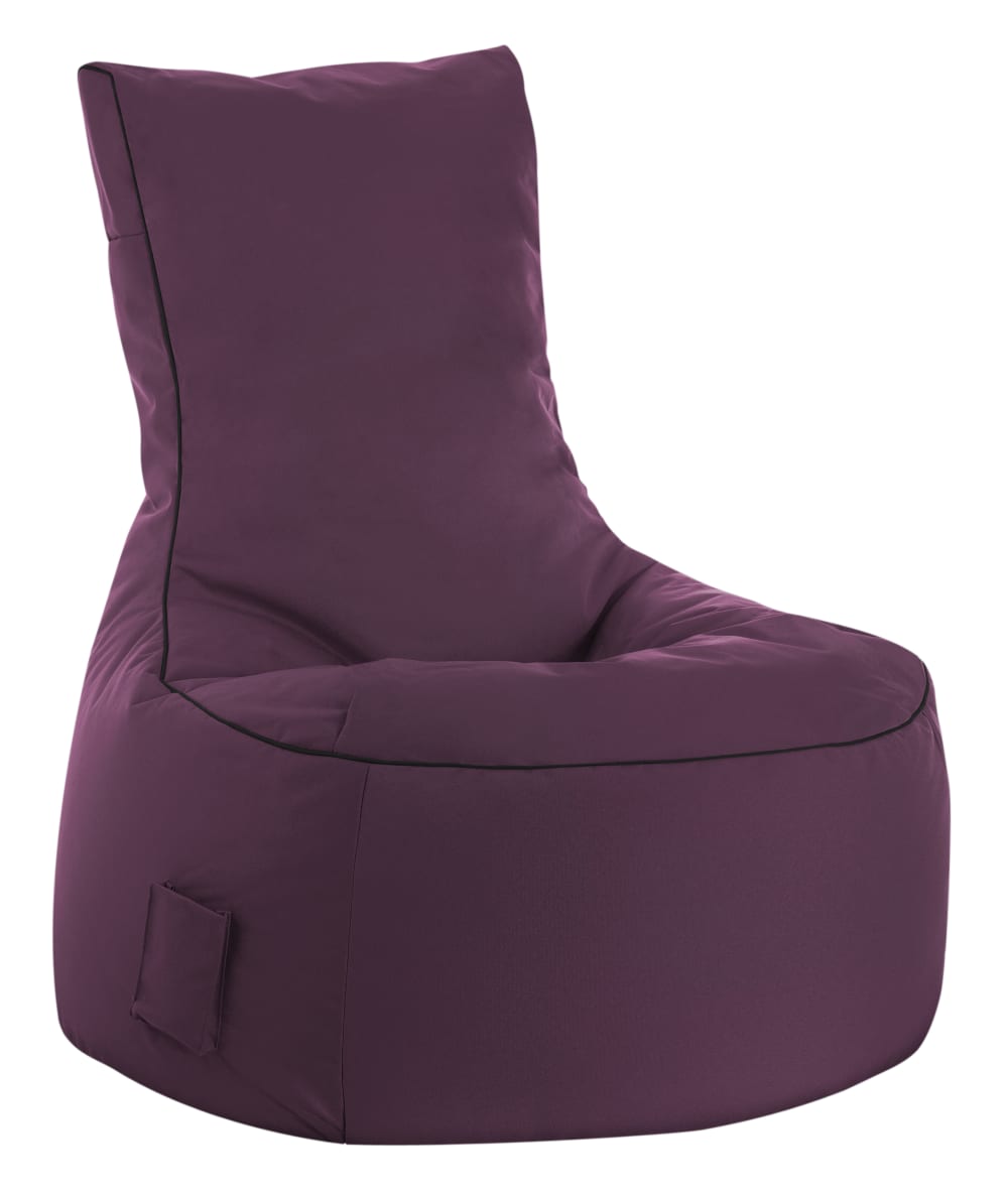 Pouf d'extérieur aubergine avec dossier 95x65x90 cm