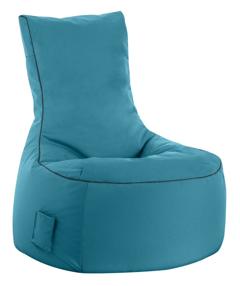 Pouf d'extérieur turquoise avec dossier 95x65x90 cm