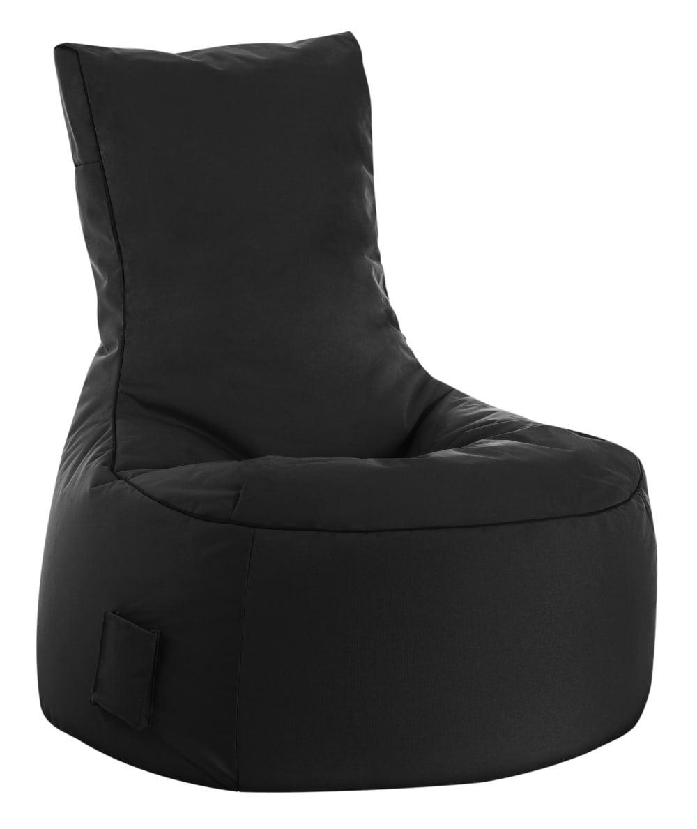 Pouf d'extérieur noir avec dossier 95x65x90 cm