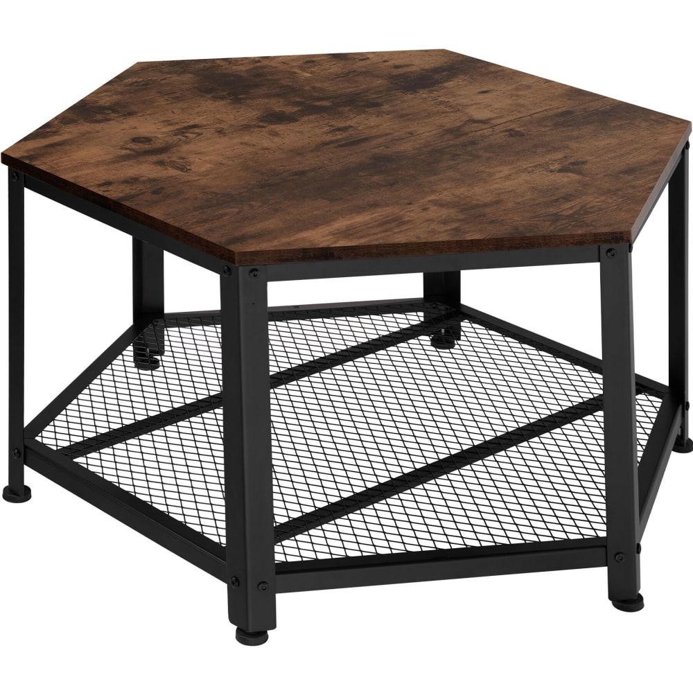Tavolino da salotto esagonale industriale scuro 86,5 x 75 x 46,5