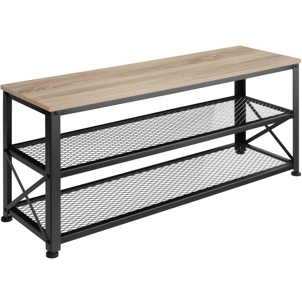 Étagère à chaussures en panneau de fibres 101x30,5x45,5 cm bois clair