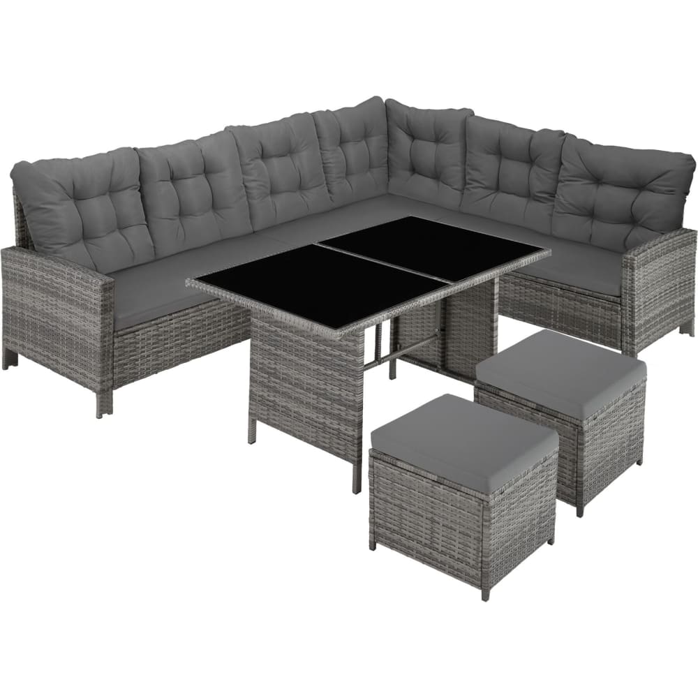 Salottino divano da giardino in rattan telaio in acciaio grigio/beige - Grigio - PVC - Cloruro di polivinile