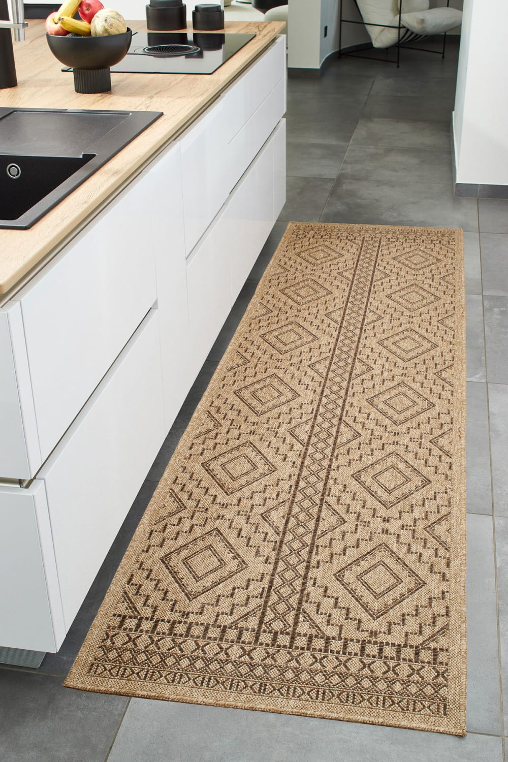 Tapis intérieur et extérieur aspect jute motif géométrique 80x150 — vue 3