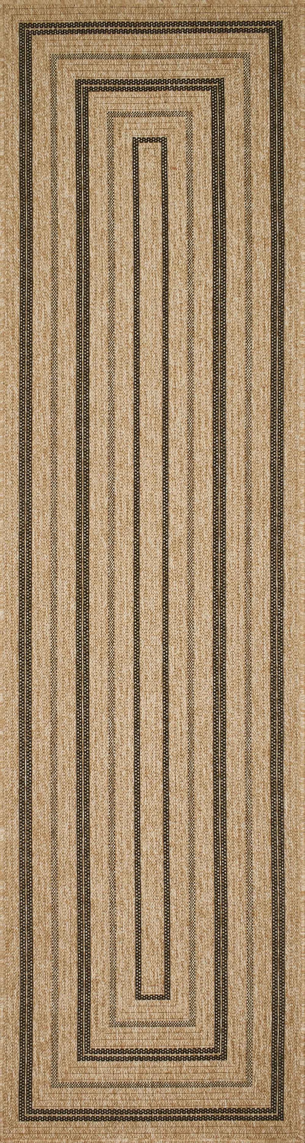 Tapis intérieur/extérieur effet jute motif rectangulaire noir 80x300