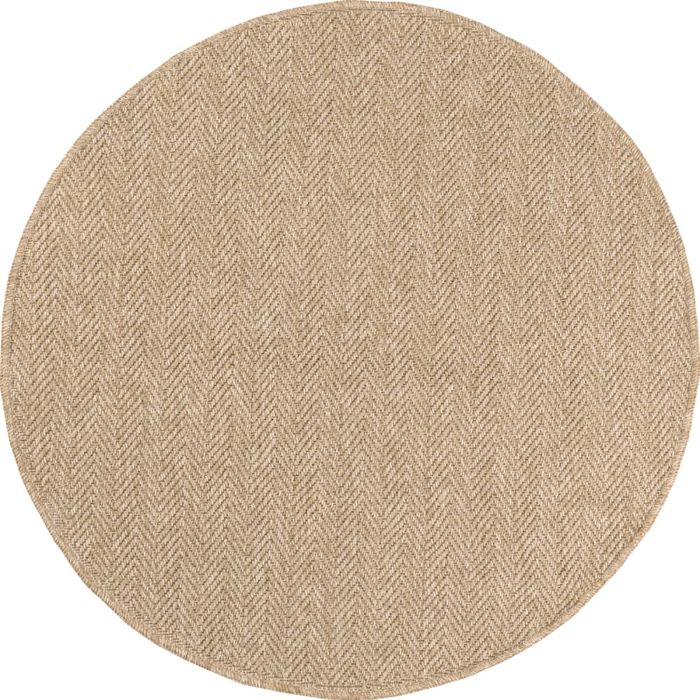 Tapis intérieur et extérieur aspect jute beige chevron diamètre 160
