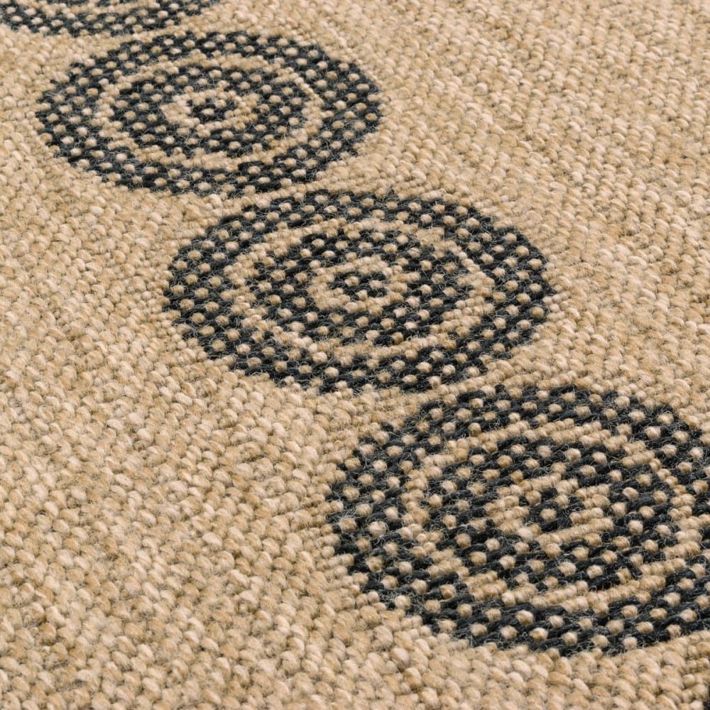 Tapis intérieur et extérieur effet jute géométrique noir diamètre 120 — vue 4