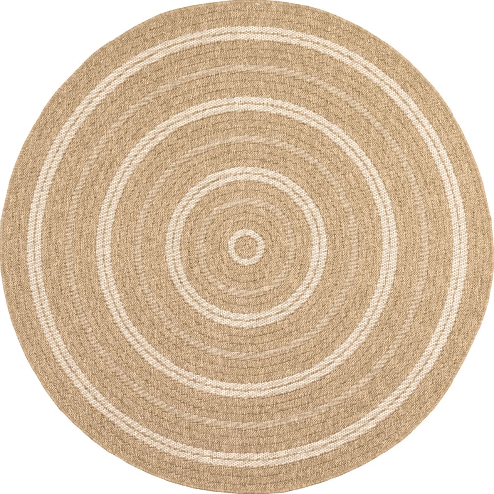 Tapis intérieur et extérieur effet jute motif rond blanc diamètre 160