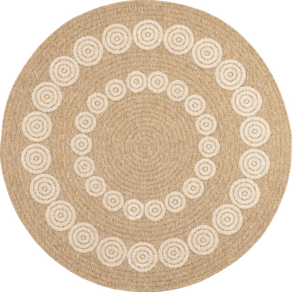 Nazar Teppich mit weißer geometrischer Jute-Optik, Durchmesser 160 style modern Beige Öko-Tex Zertifikat Pvc - Polyvinlychlorid