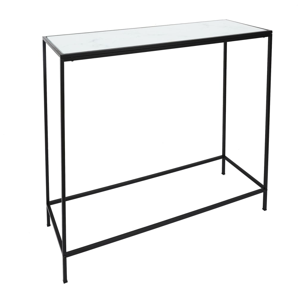 Console en métal et verre trempé blanc