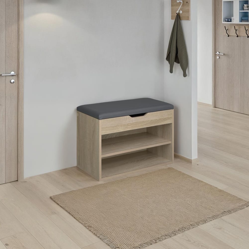 Scarpiera con cuscino effetto legno 60 x 30 x 43,5 cm - LEGNO