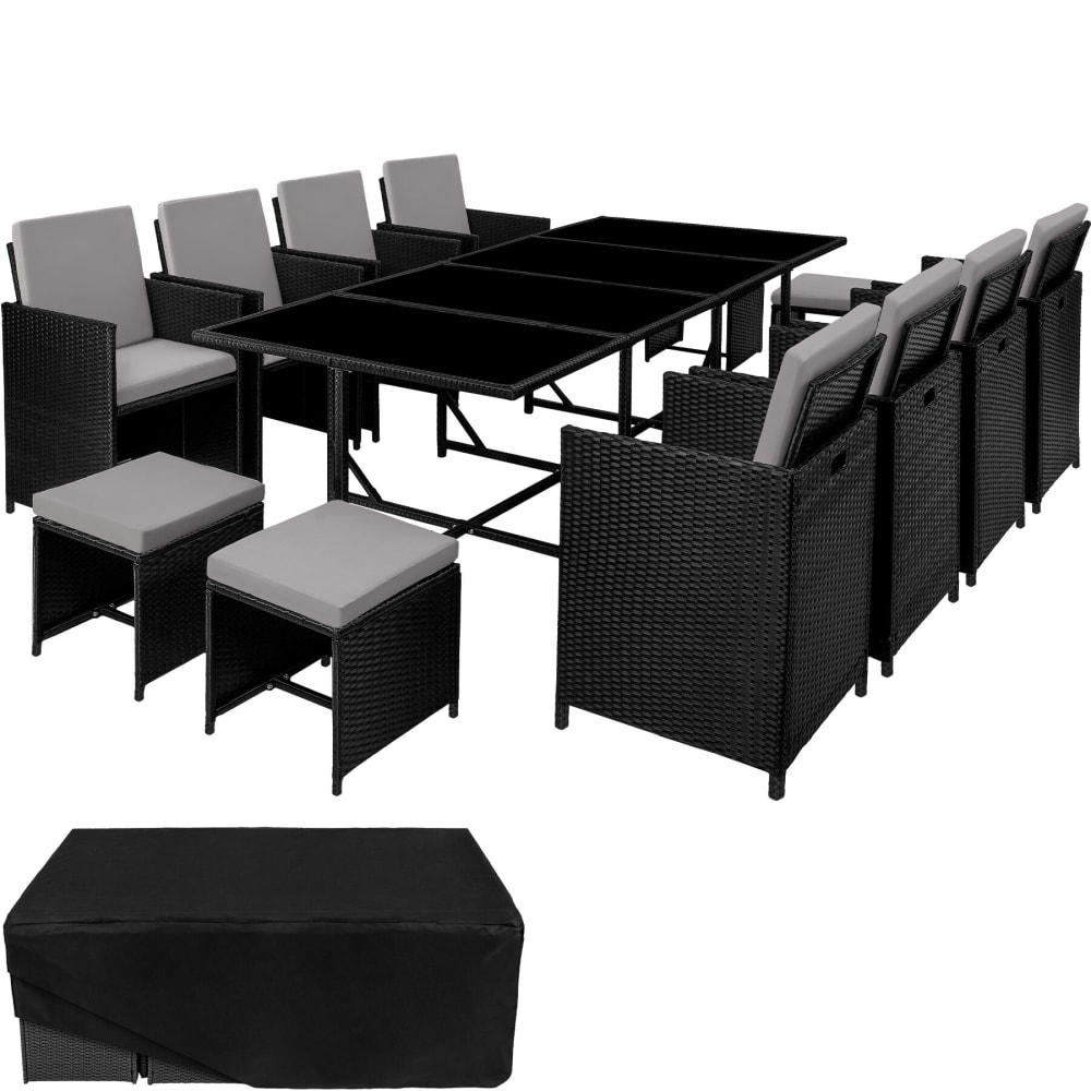Salon de jardin 8-10 personnes Pliable housse de protection noir/gris