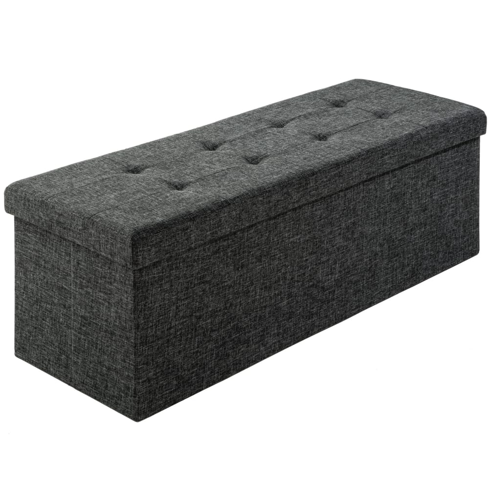 Banc tabouret coffre de rangement pliable polyester gris foncé Banc tabouret coffre de rangement pliable polyester gris foncé