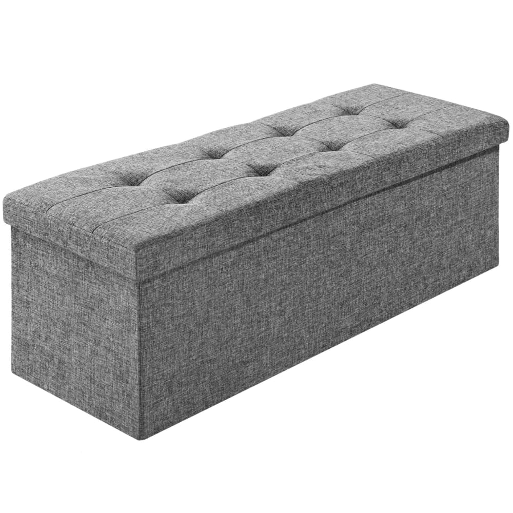 Banc tabouret coffre de rangement pliable polyester gris clair Banc tabouret coffre de rangement pliable polyester gris clair