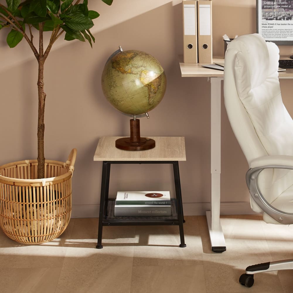 Tavolino stile industriale 45,5 x 45 x 47 cm legno chiaro - Modello Industriale - LEGNO