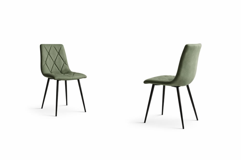 Set 4 sillas acolchadas verde rombos. 54×45×88 cm - Maisons du Monde