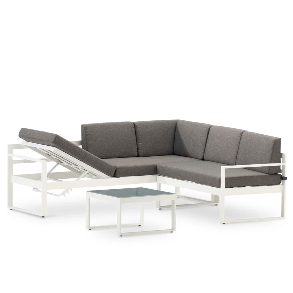 Ensemble de jardin en aluminium avec dossier pliant blanc