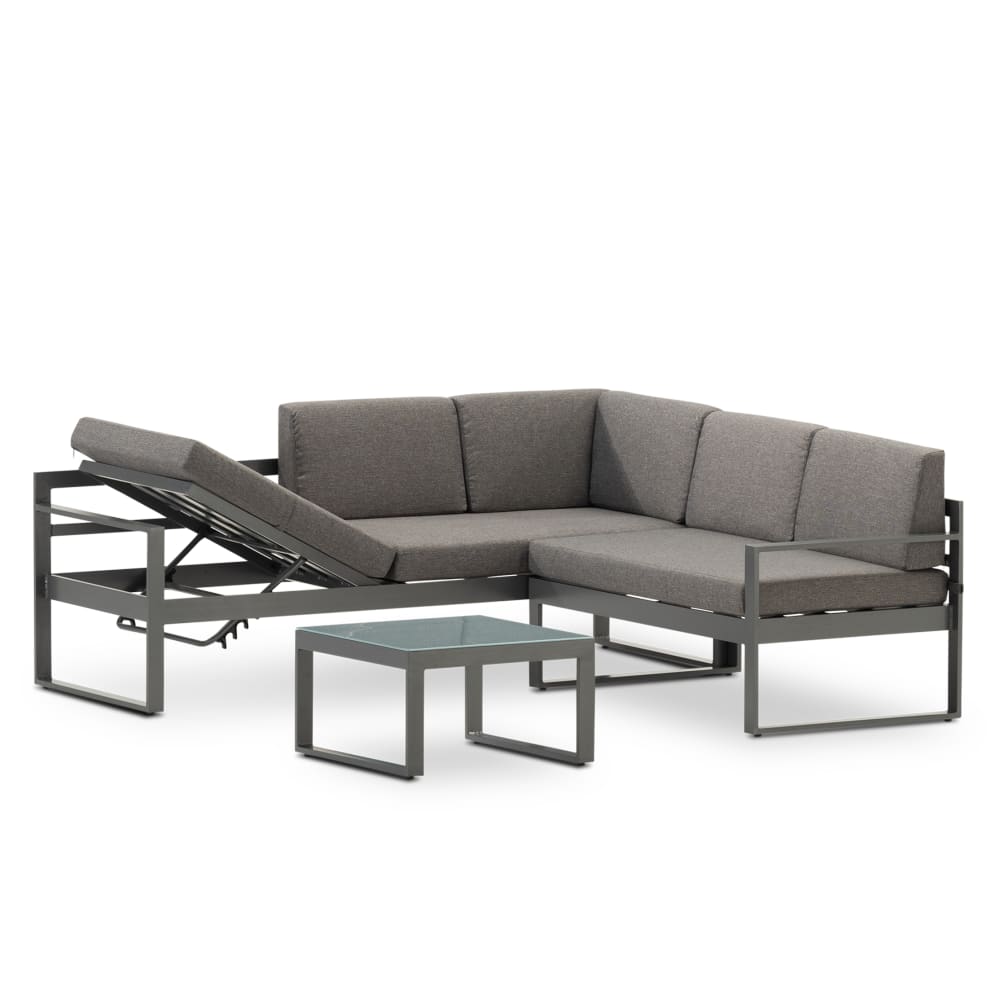 Ensemble de jardin en aluminium avec dossier pliant couleur anthracite