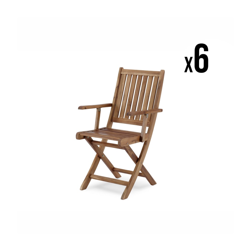 Lot de 6 chaises de jardin pliante en bois