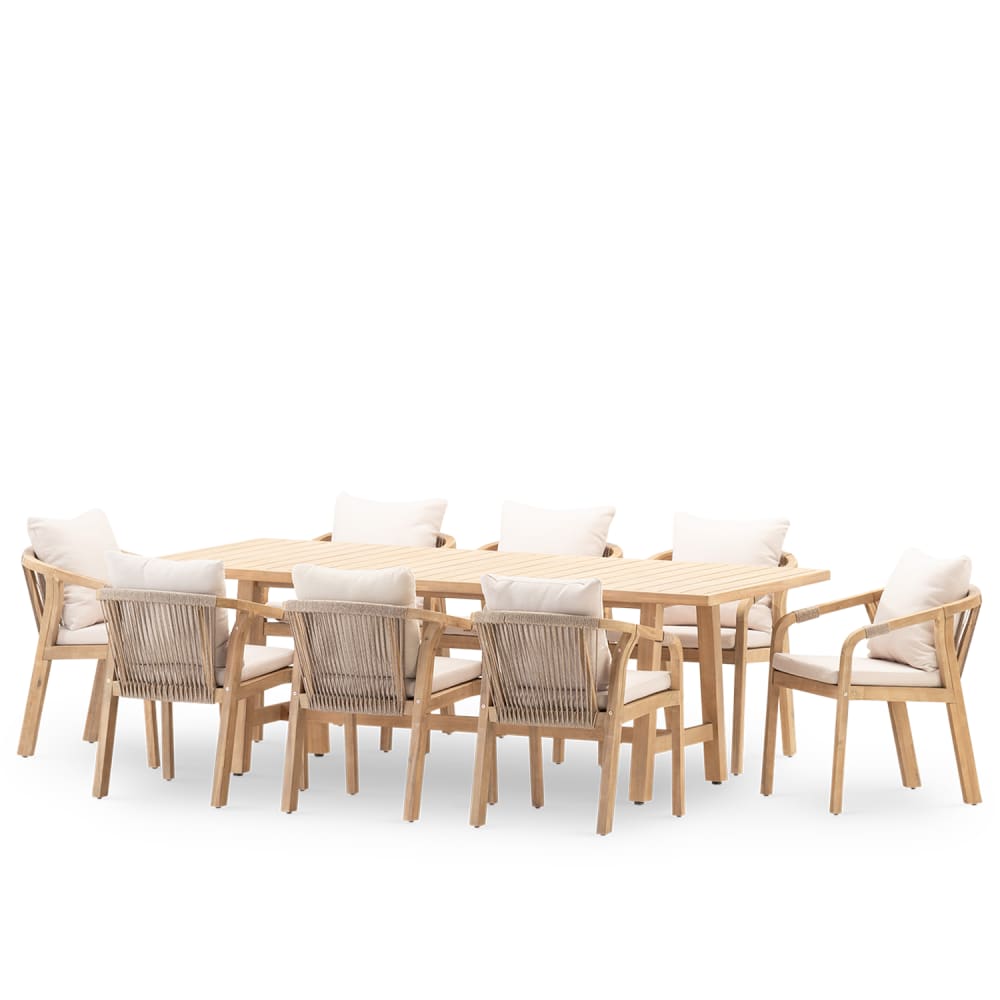 Ensemble table de jardin - chaises corde
