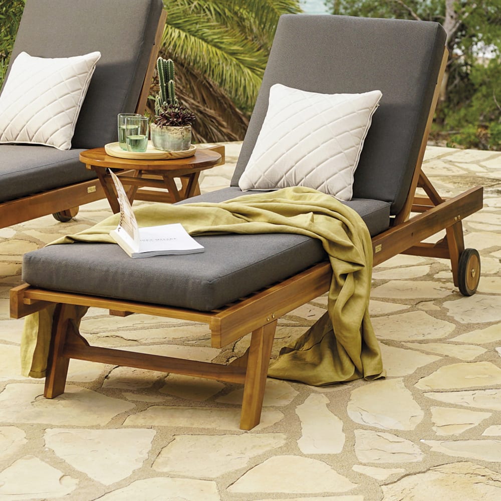 Pack de 2 tumbonas para jardín con ruedas reclinable 65x200x35 cm - Maisons du Monde