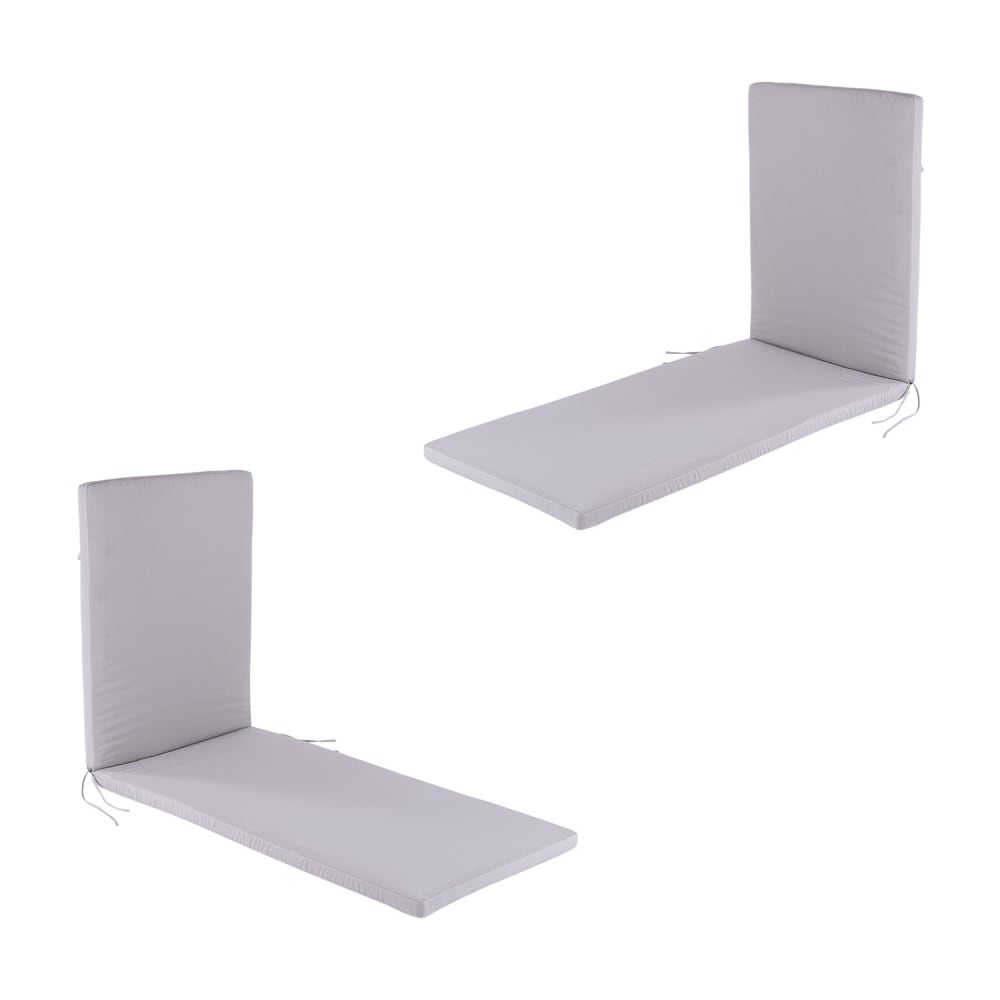 Pack de 2 cojines para tumbona de exterior color piedra 196x60x5 cm