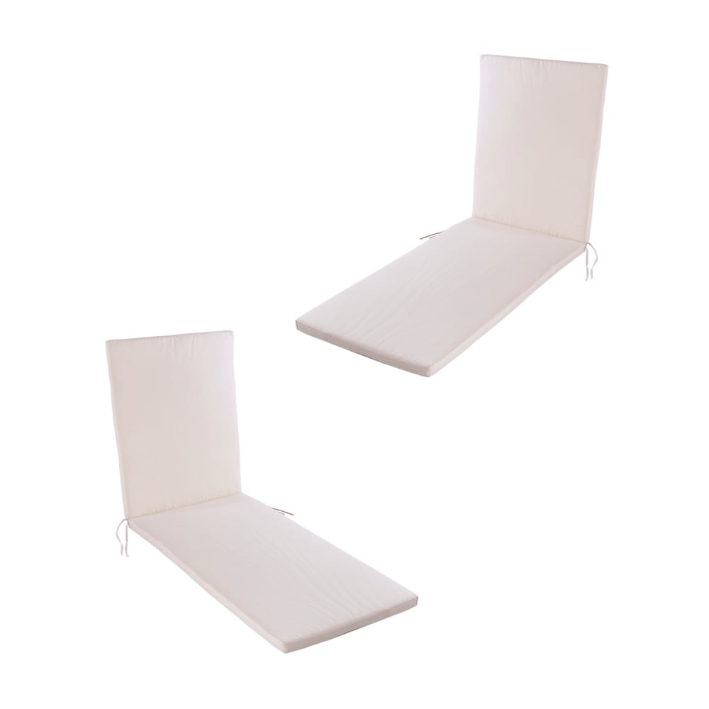 Pack de 2 cojines para tumbona de exterior color beige 196x60x5 cm