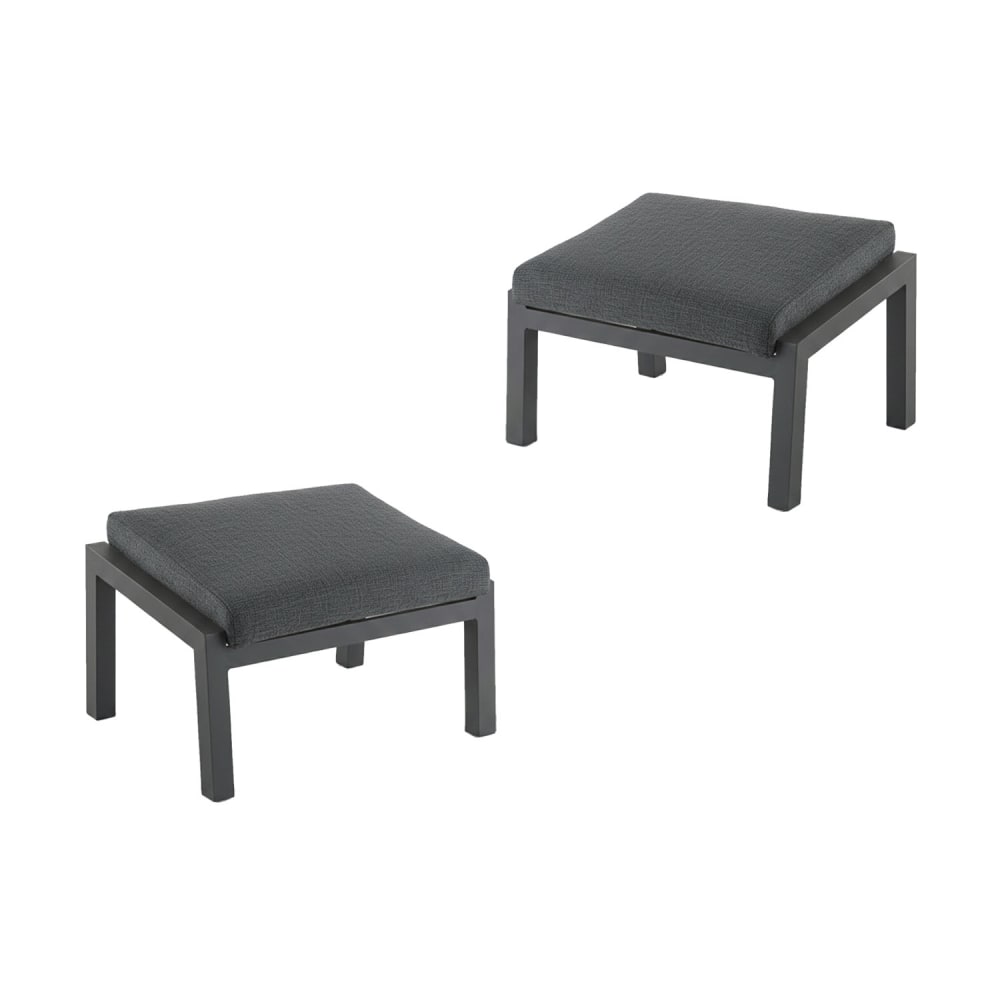 Pack de 2 reposapies de jardín aluminio antracita cojín gris