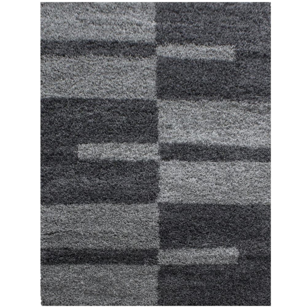Tapis shaggy à motifs traits anthracite 80x150cm