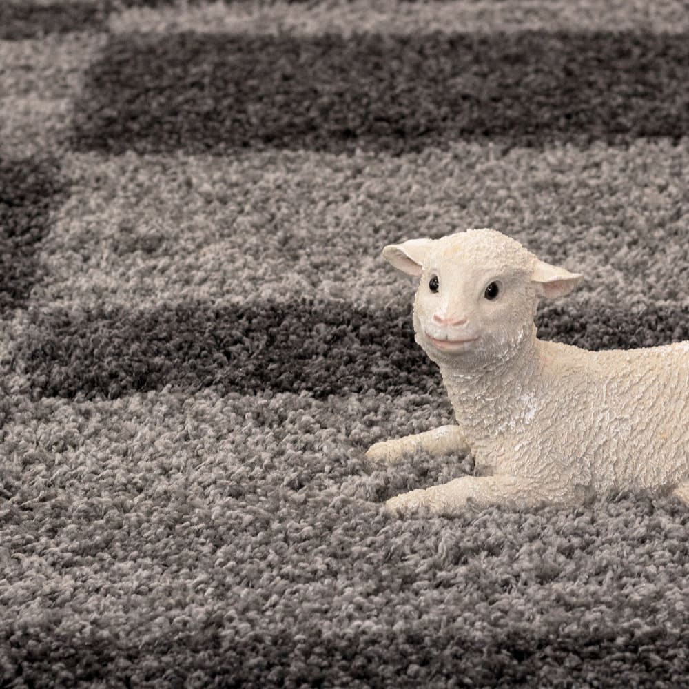 Tapis shaggy à motifs traits anthracite 80x150cm — vue 4