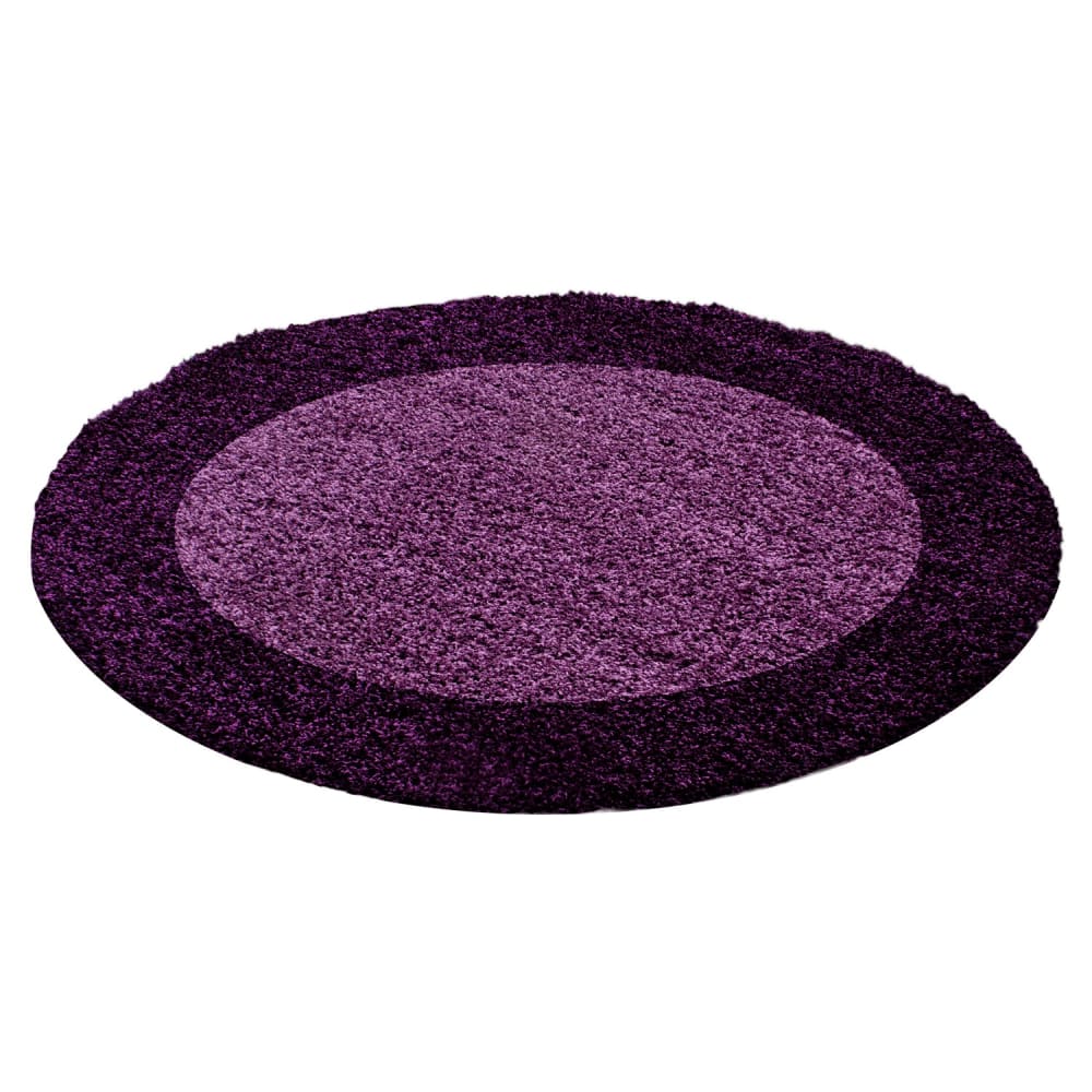 SHAGGY - Tapis à Bordures Rond - Violet 120 x 120 cm