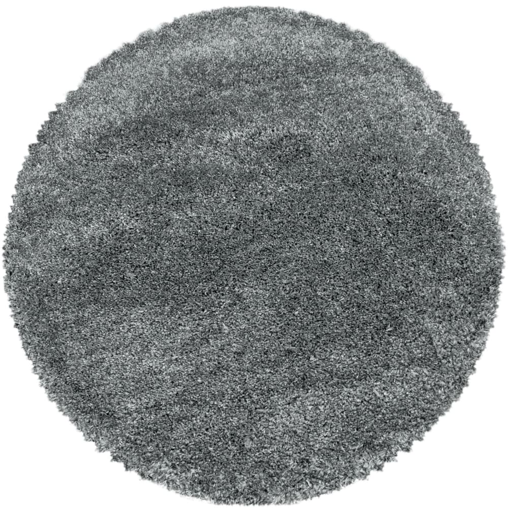 Tapis cosy rond à poils longs gris 80x80cm