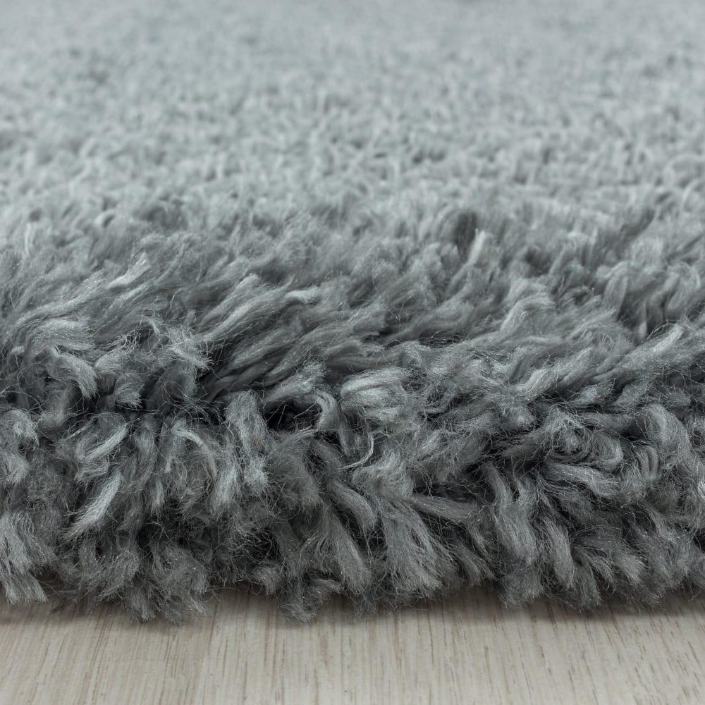 Tapis cosy rond à poils longs gris 120x120cm — vue 4