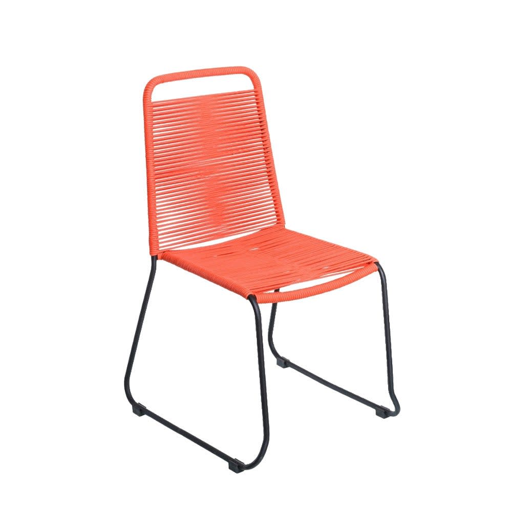 2 sillas de exterior de cuerda coral acero negro - Maisons du Monde