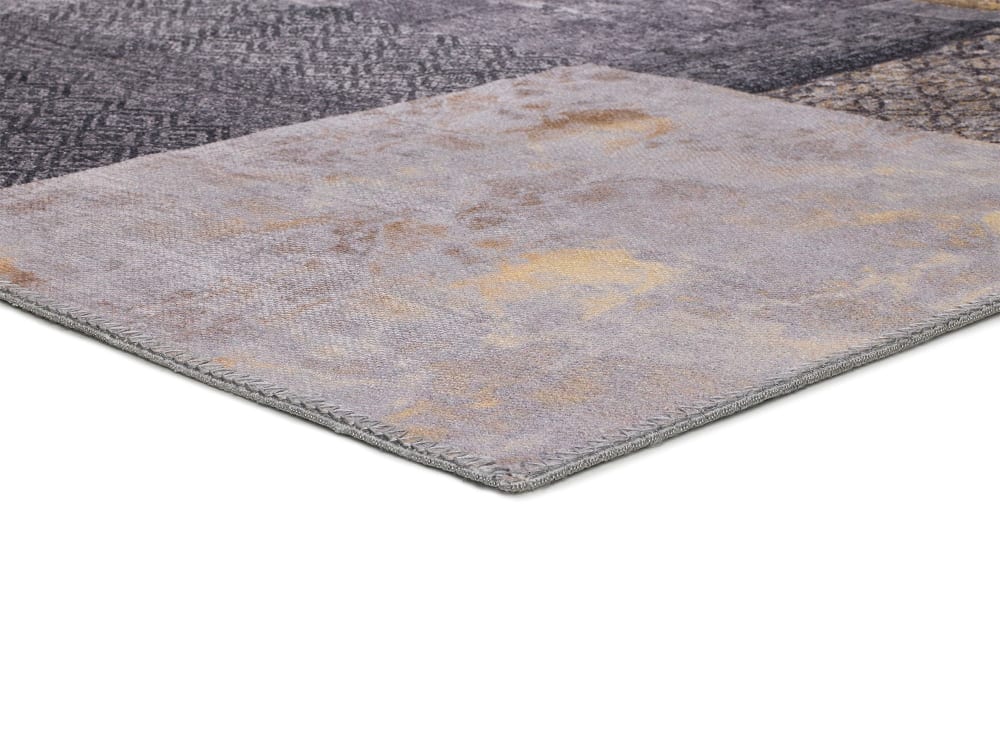 Tapis lavable patchwork gris 80x150 cm — vue 4
