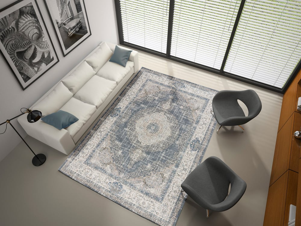 Tapis lavable vintage oriental gris 120x170 cm — vue 3