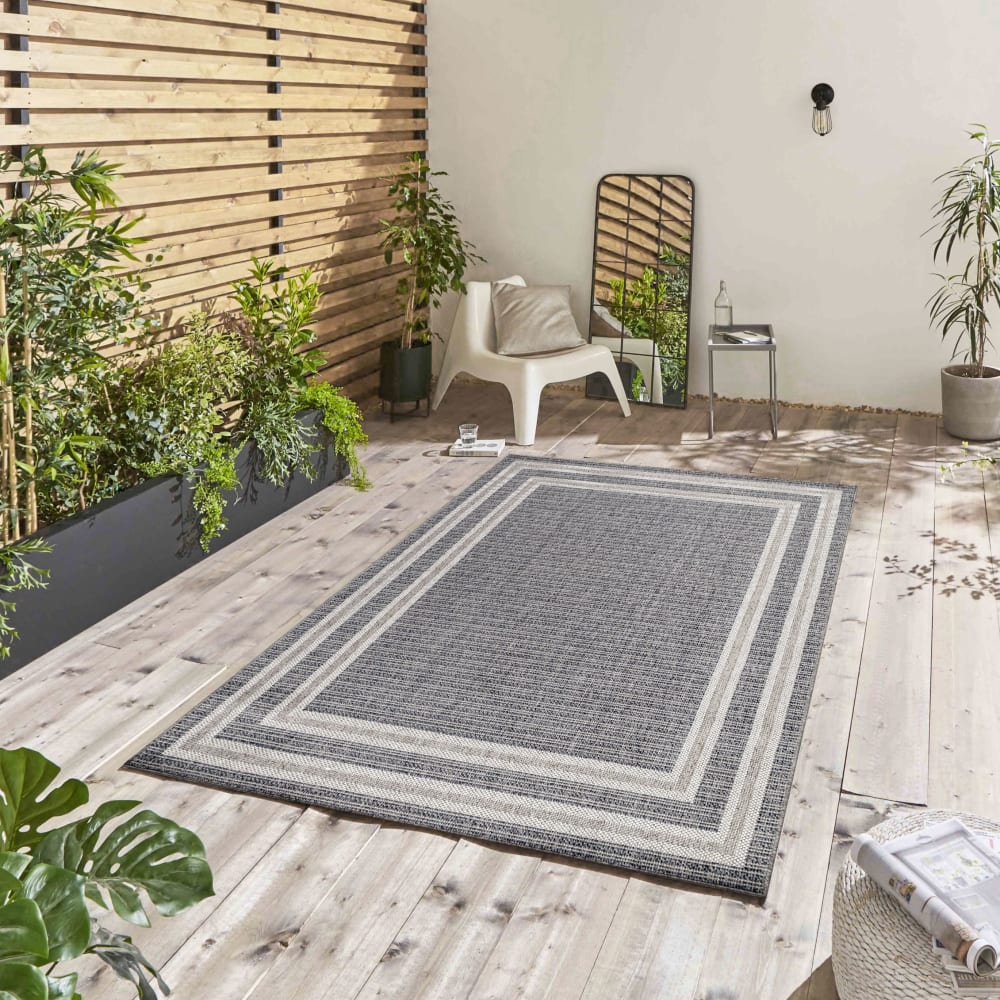Tapis extérieur tissé plat gris et greige 200x290cm — vue 3