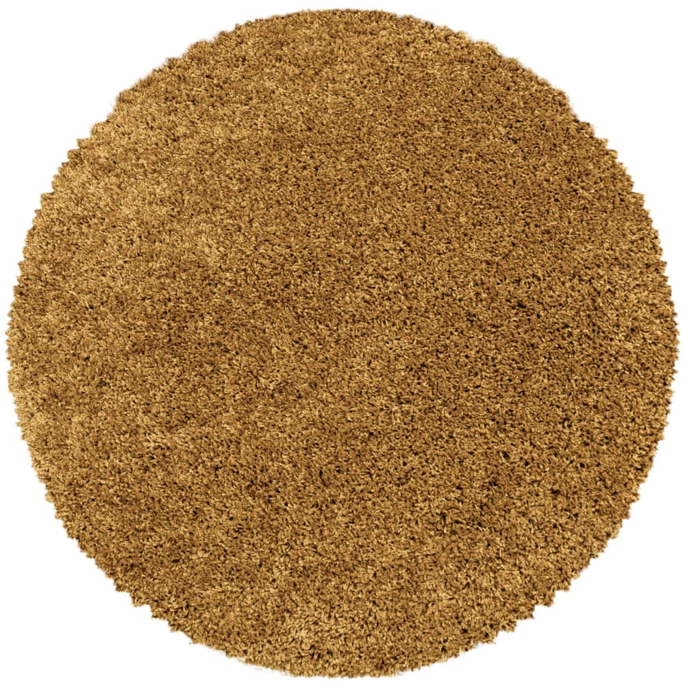Tapis rond à poils longs doux ocre 200x200cm