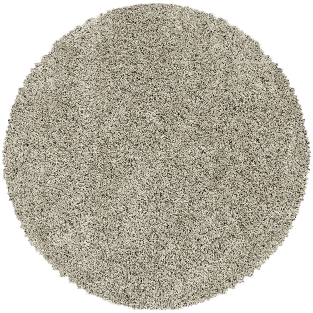 Tapis rond à poils longs doux greige 80x80cm