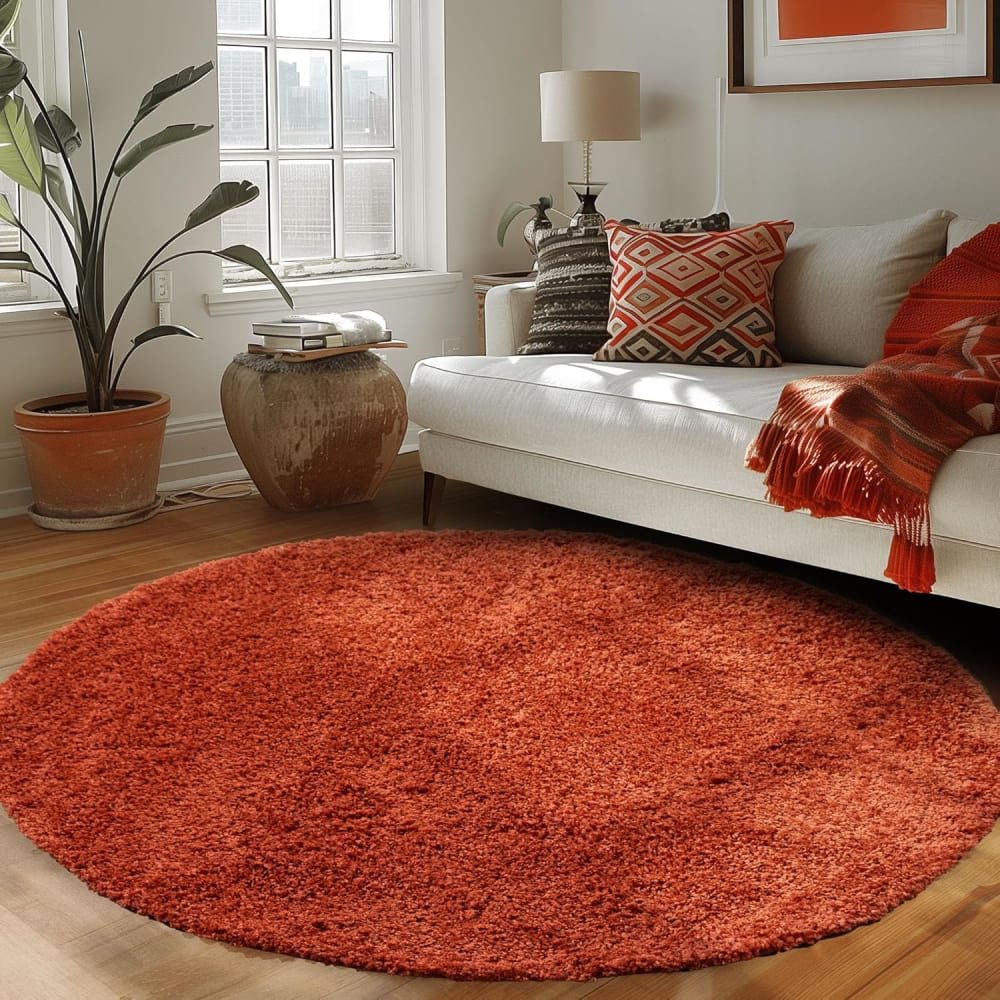 Shaggy - tapis uni rond - terra 200 x 200 cm — vue 3