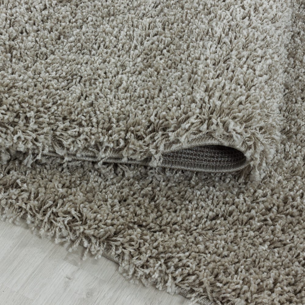 Tapis rond à poils longs doux greige 160x160cm — vue 4